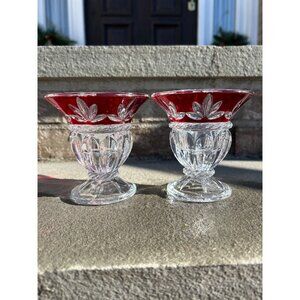 Vintage Mikassa Celebration Corinth Ruby Red Candle Holders.